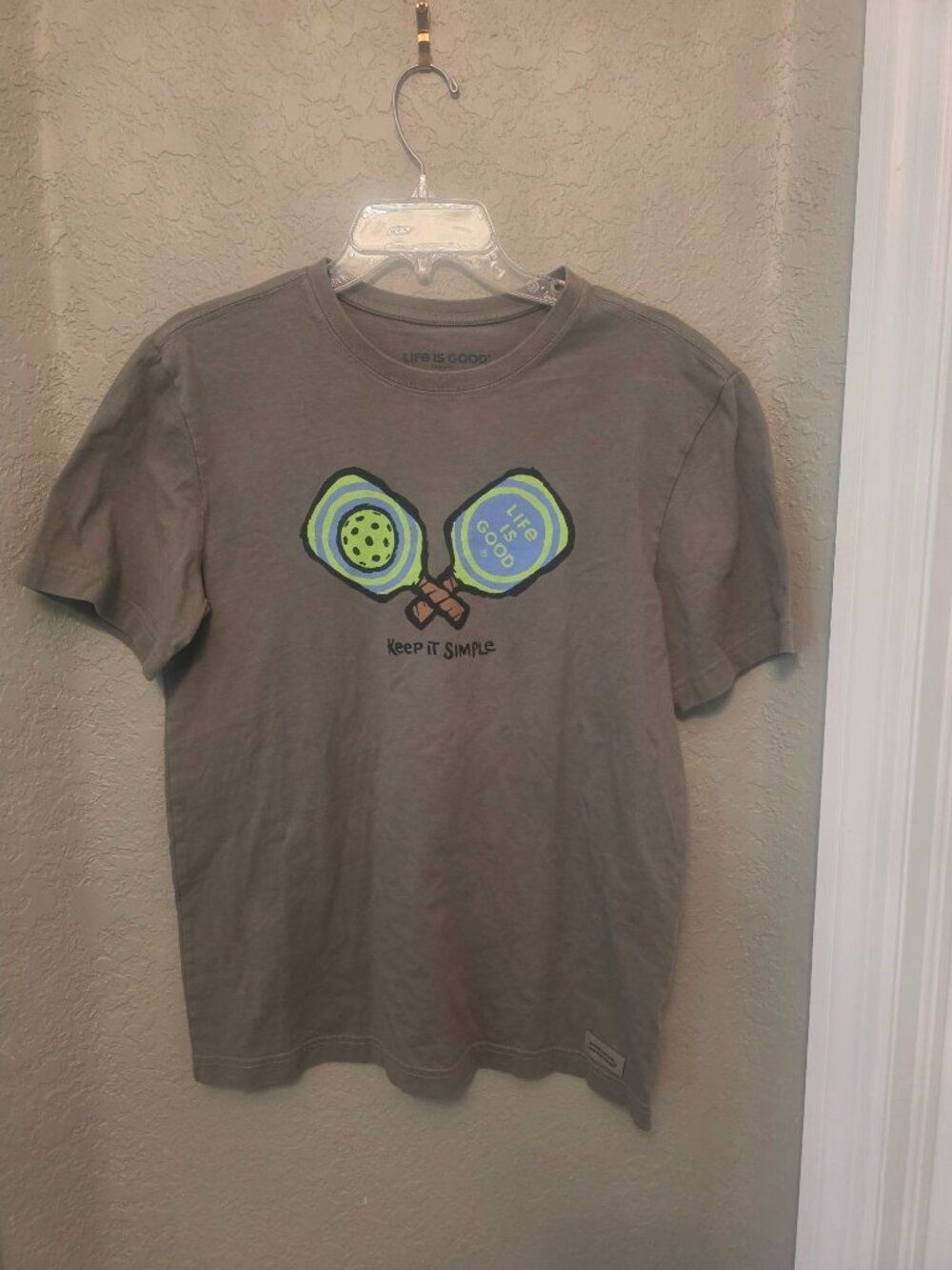 Life is Good Men's Green Pickleball Graphic Short Sleeve Tee Shirt S EUC